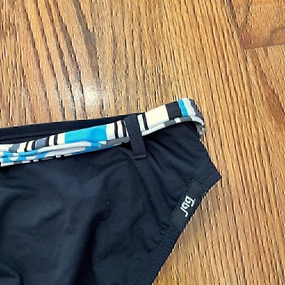 NEW NWT JAG JEANS Solid Black Blue White Belted Stripe Y2K Bikini BOTTOM Medium - Picture 11 of 11